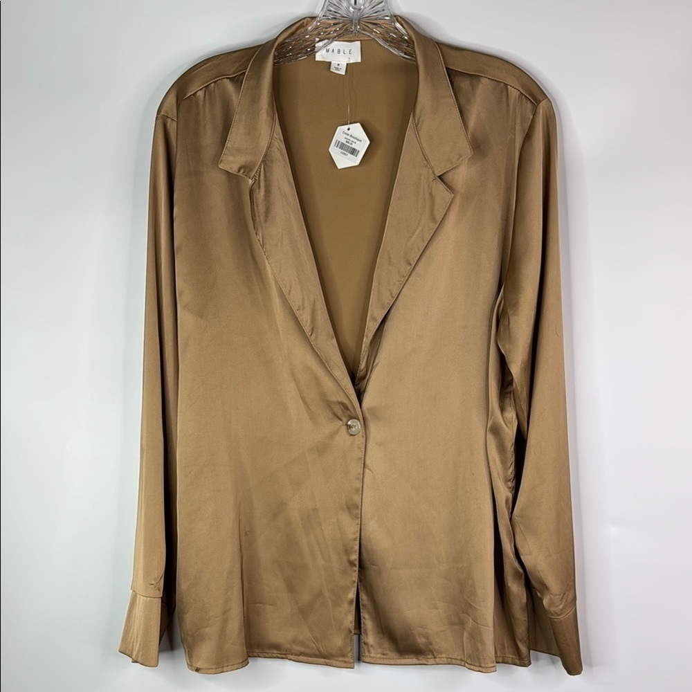 Mable Gold Long Sleeve Button Down Shirt Size Medium NWT